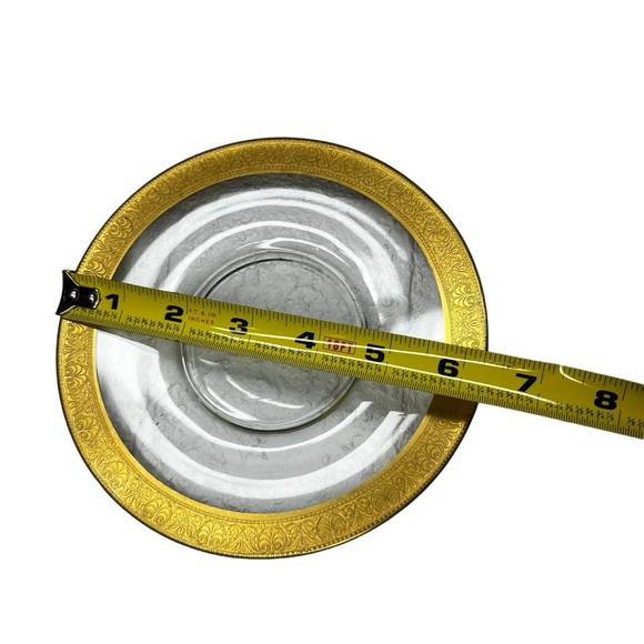 Tiffin Bowl and Saucer Clear Glass with Gold Embossed Rim Vintage - Picture 6 of 9